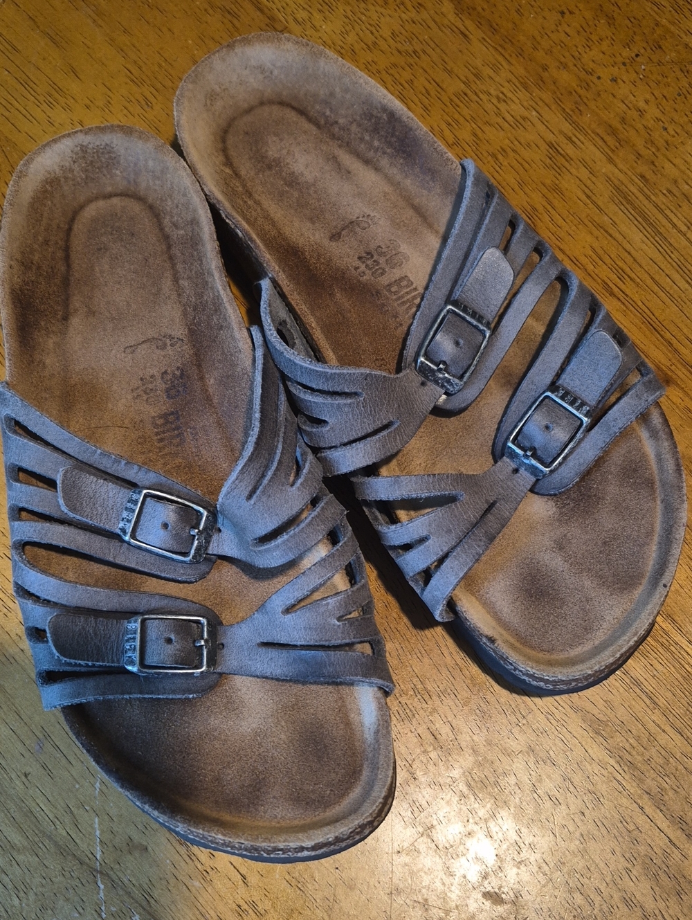 Birkenstock Granada Charcoal Gray Leather Sandals